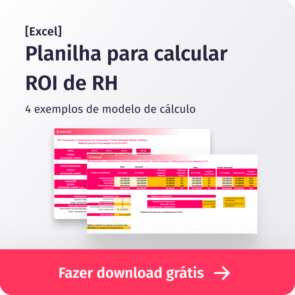 Como Calcular O Roi Do Rh Passo A Passo Planilha Excel Factorial