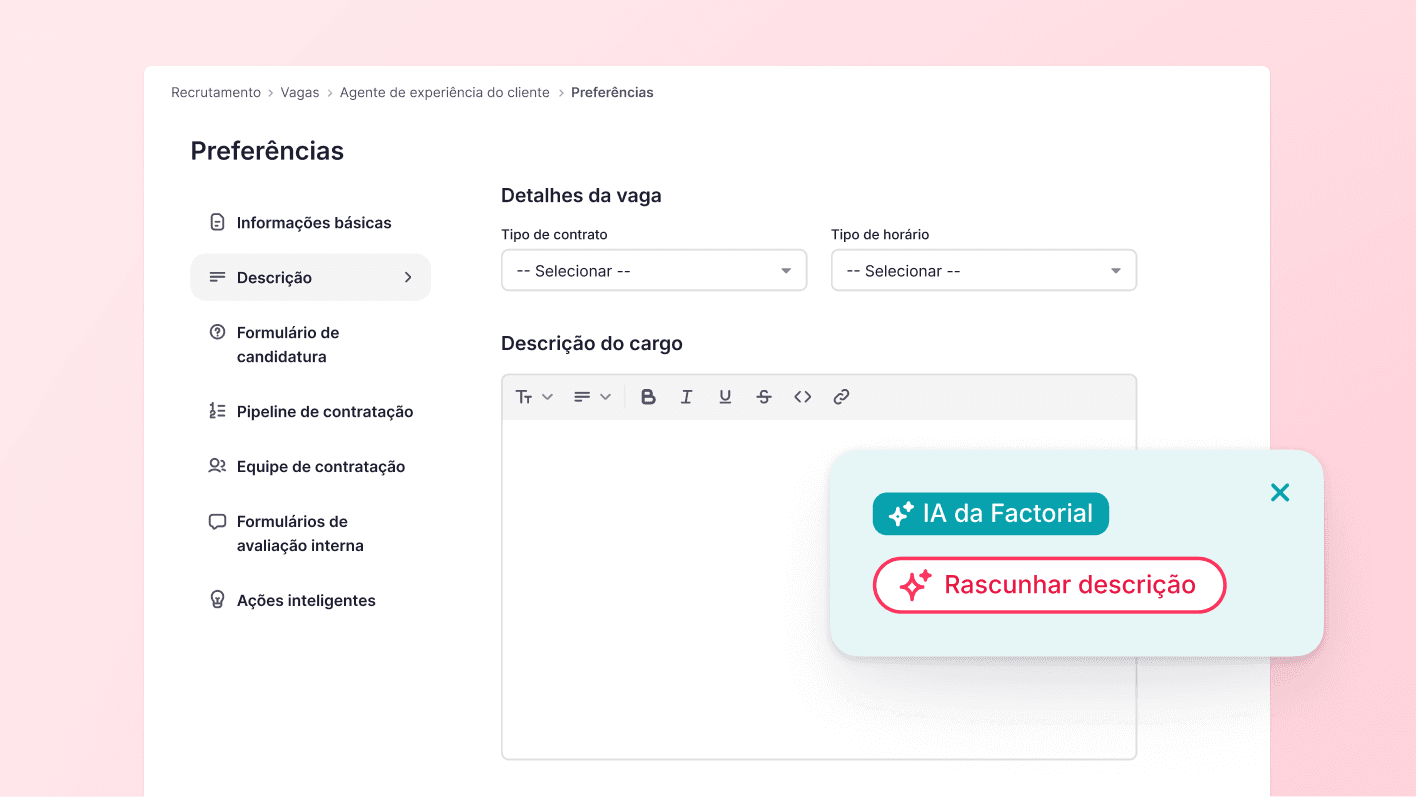 Aprimore vagas de emprego com novas configurações