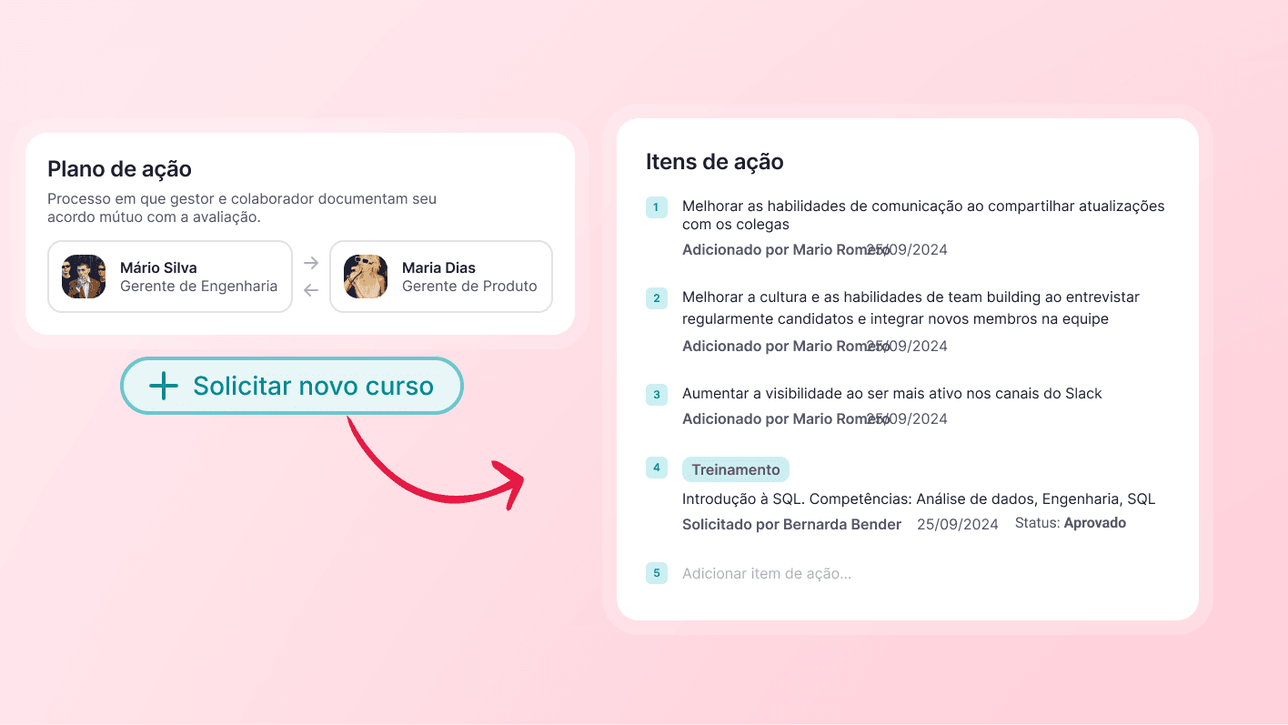 Avaliações de desempenho mais inteligentes com integração de Treinamento
