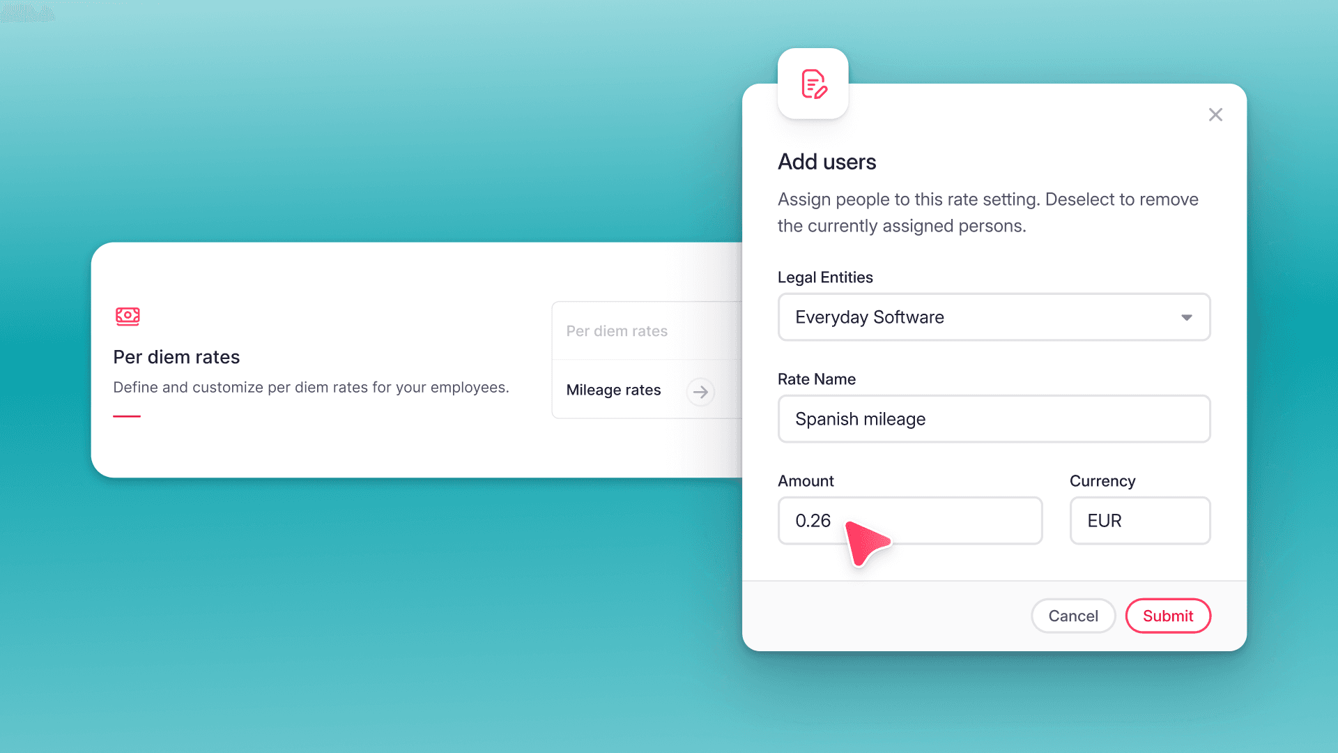 Defina e gerencie valores fixos por km