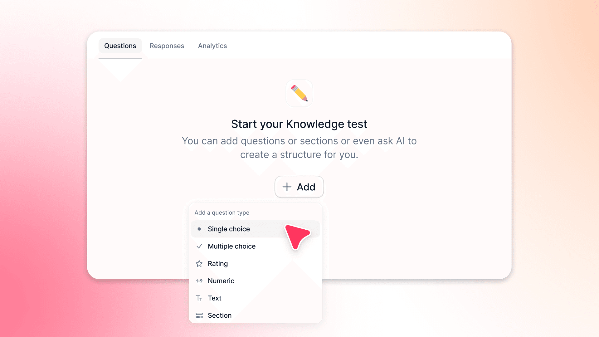 Avalie o progresso com testes de conhecimentos