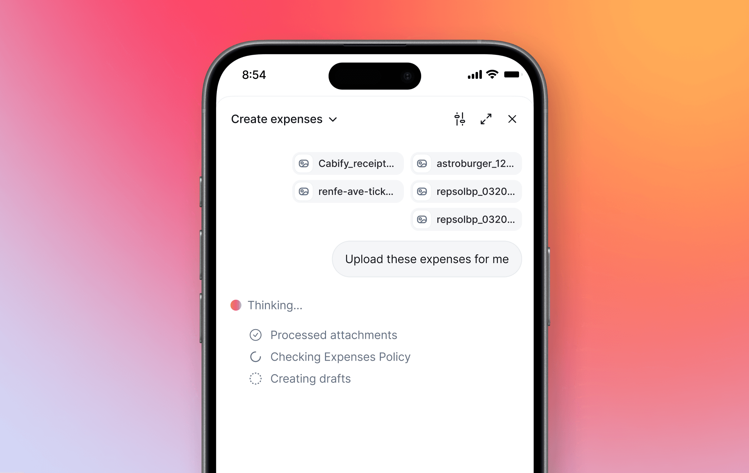 Envie todos os seus recibos de uma vez